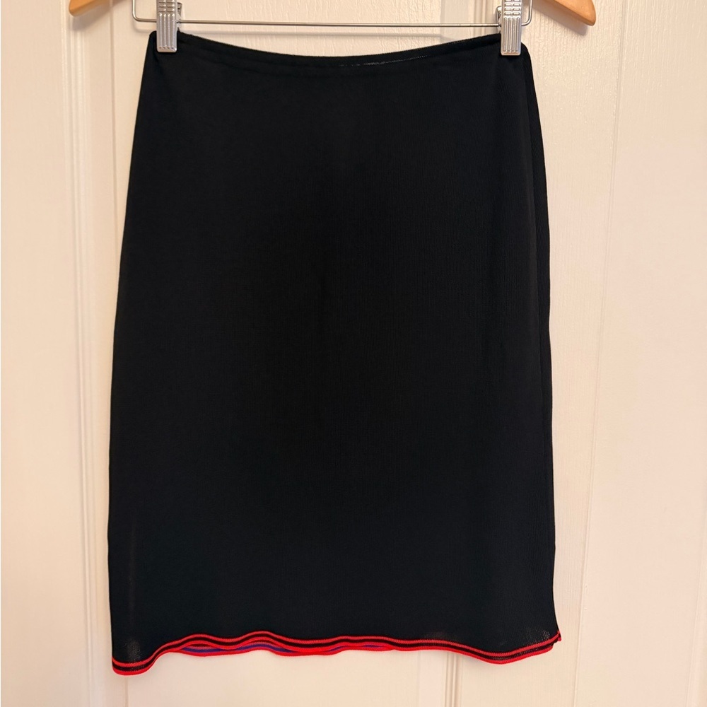 Versace Black Pencil Skirt with Red and Contrasting Blue Trim vintage - Picture 3 of 7